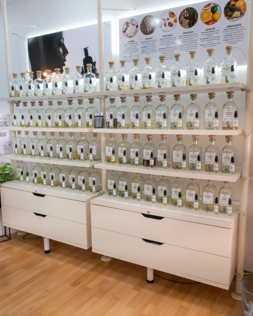 Expositor de perfumes da loja Philyra